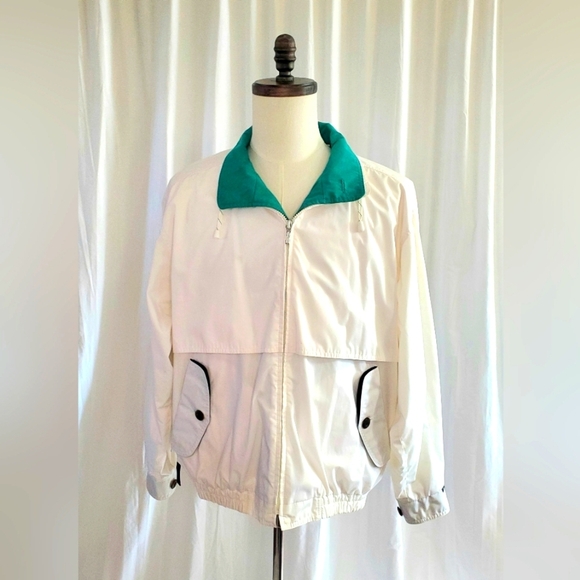 Awesome Vintage 90s London Fog Jacket Men's Size Medium White Vented Full Zip - Picture 1 of 15